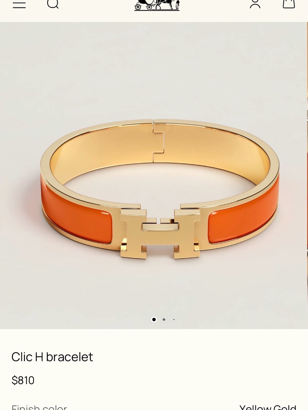 Hermes Clic H Bracelet Orange Enamel and 'H' Clasp - Picture 3 of 3